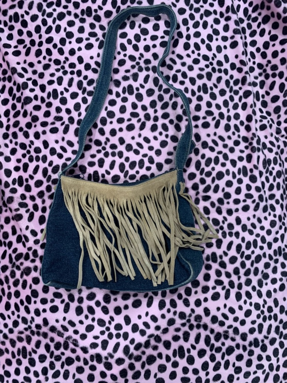 Denim Fringe Detail Purse